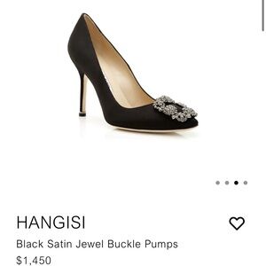 Manolo Blahnik Hangisi Black Satin Crystal Pumps – 105mm